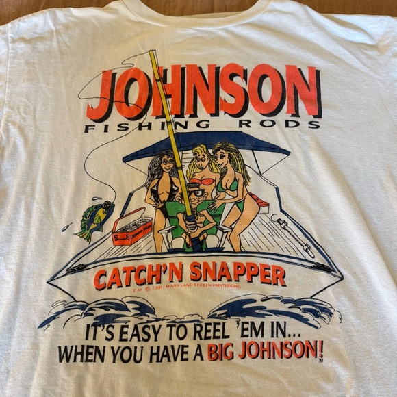 Vintage Big Johnson Fishing Rods T-Shirt - SIZE L - Picture 3 of 5
